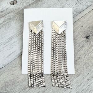 Geometric Silver Chain Earrings